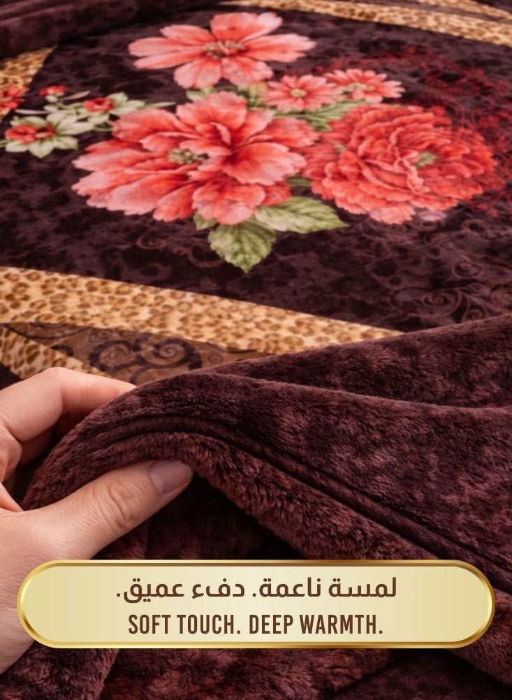 Premium 6kg Super Soft Floral Blanket – Premium Brown Vintage Flower Design Cozy Blanket - Image 5